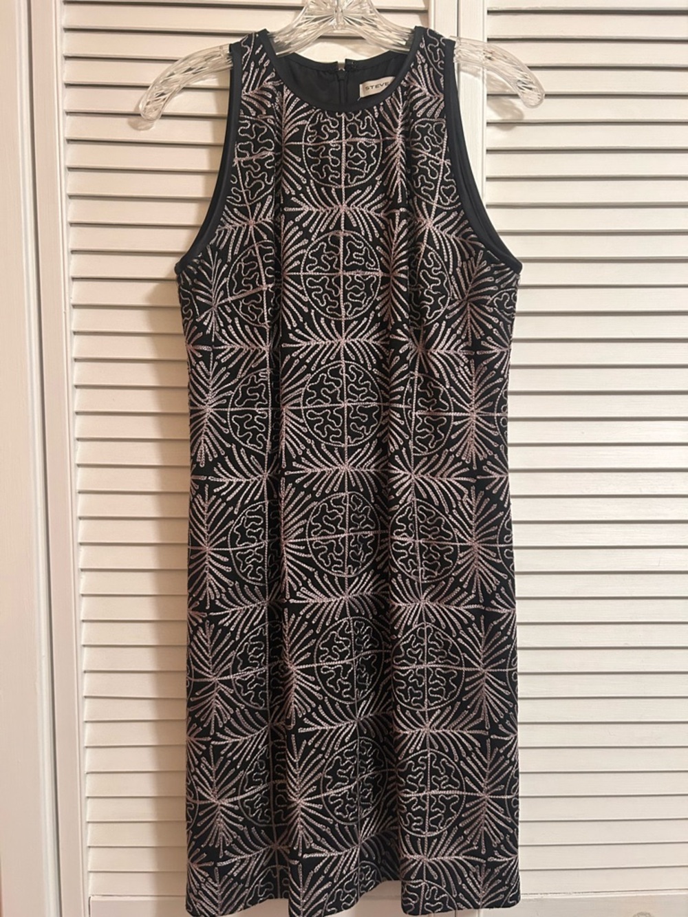 Steve Madden Black Mini Dress with Silver Geometric Beading
